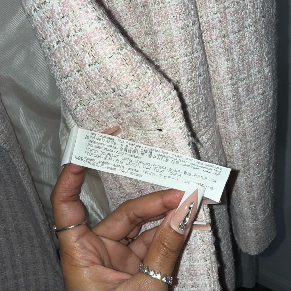 ZARA Pink Tweed Double-Breasted Blazer Jacket - Picture 16 of 17